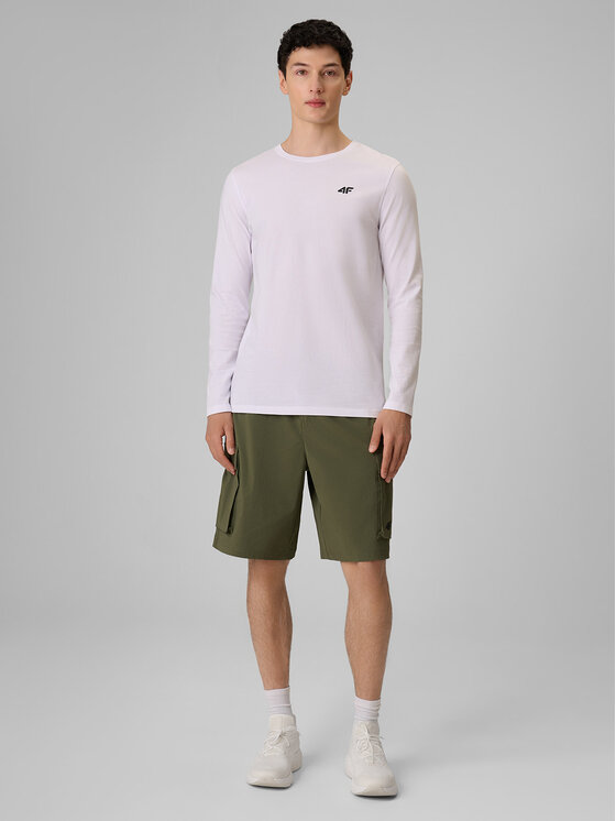 4F 4F Szorty materiałowe ESSENTIAL Khaki Regular Fit