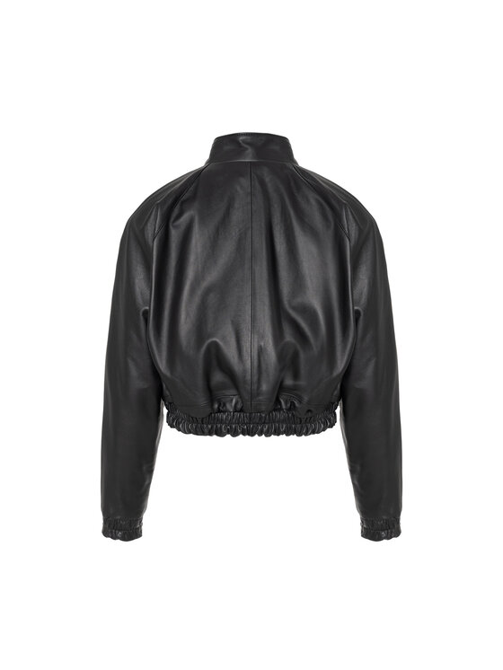 Mimika Mimika Kurtka skórzana bomber n^6 absolute black Czarny Relaxed Fit