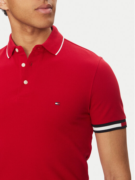 Tommy Hilfiger Tommy Hilfiger Polo Flag Cuff MW0MW38458 Rosso Slim Fit