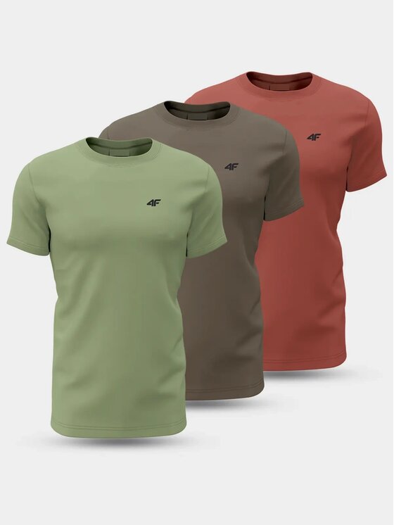 4F 4F Komplet t-shirtów 4FWSS24 TTSHM1896 91S MULTIKOLOR 1 3pak 3XL Kolorowy Regular Fit
