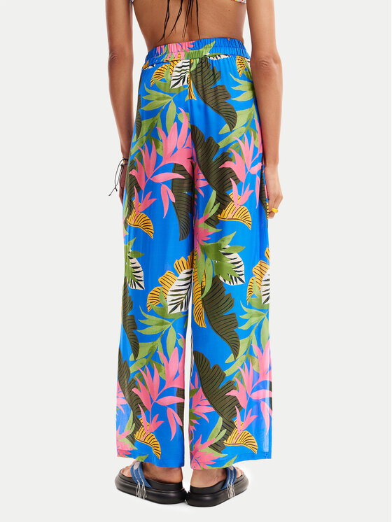 Desigual Desigual Текстилни панталони Tropical Party 24SWMW21 Син Loose Fit