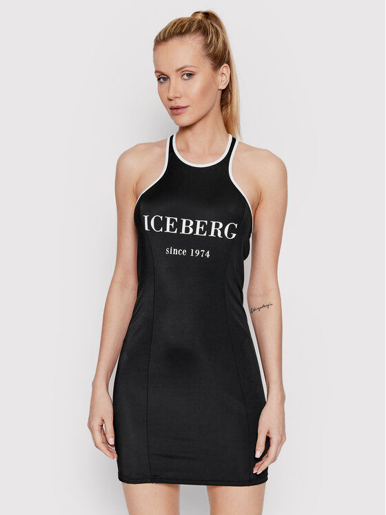 Iceberg Poletna Obleka ICE2WCU03 Črna Slim Fit