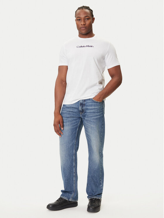 Calvin Klein Jeans Calvin Klein Jeans Majica Glitched Logo LV04RC858G Bela Regular Fit