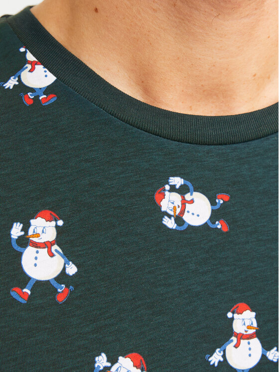 Jack & Jones Jack & Jones T-Shirt Xmas Merry 12265399 Zielony Standard Fit