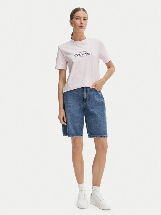 Calvin Klein Jeans Calvin Klein Jeans Póló NYC Logo LV047F810G Rózsaszín Classic Fit