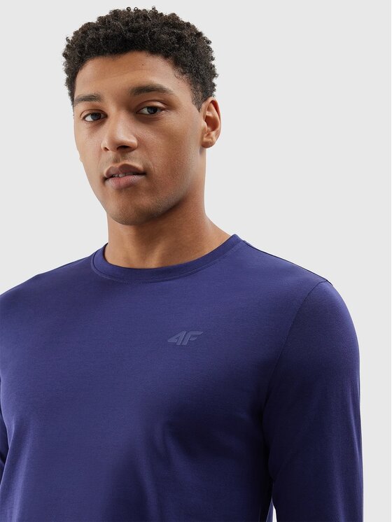 4F 4F Longsleeve 4FWSS24TLONM217-31S Granatowy Regular Fit