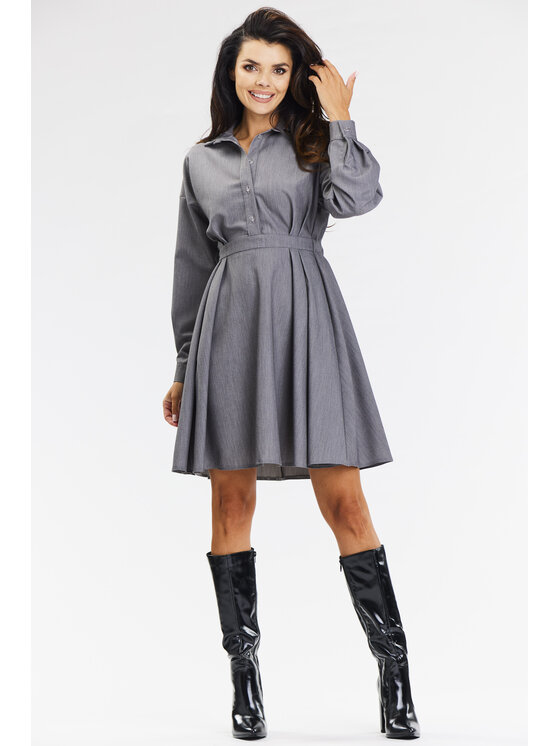 Awama Awama Večerní šaty A668 Šedá Basic Fit