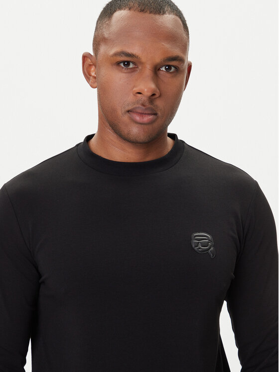 KARL LAGERFELD KARL LAGERFELD Pikkade varrukatega T-särk 755052 554235 Must Regular Fit