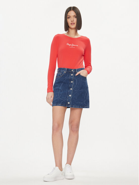 Pepe Jeans Pepe Jeans Bluza New Virginia PL505203 Rdeča Slim Fit