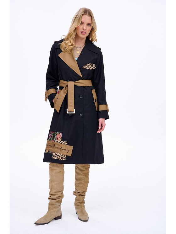NAOKO NAOKO Trencz Escape The Ordinary Czarny Regular Fit