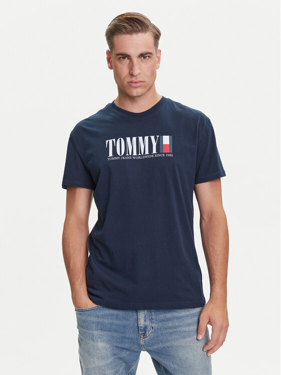 Tommy Jeans Tommy Jeans T-krekls Dna Flag DM0DM21941 Tumši zils Regular Fit