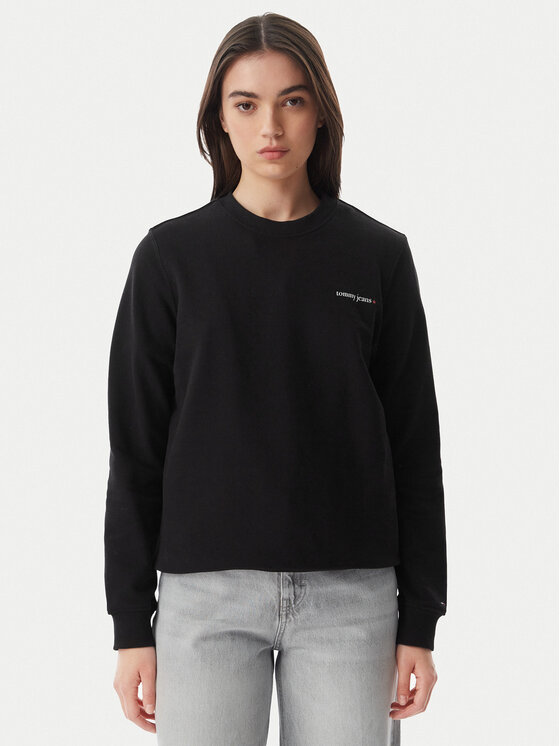 Tommy Jeans Pulóver Ess Logo DW0DW22829 Fekete Regular Fit