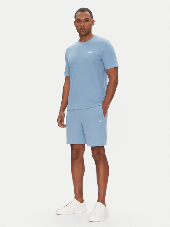 BOSS BOSS Koszulka piżamowa Waffle T-Shirt 50535891 Błękitny Regular Fit