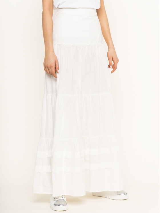 Manila Grace Trapezno krilo Gonna Lunga N139CU Bela Regular Fit