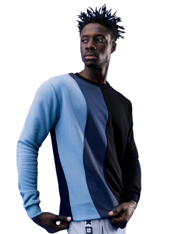 Good Luck Good Luck Bluza Bluza Bez Kaptura GOOD LUCK Vertical Wave Czarna / Niebieska L Niebieski Reglan Fit