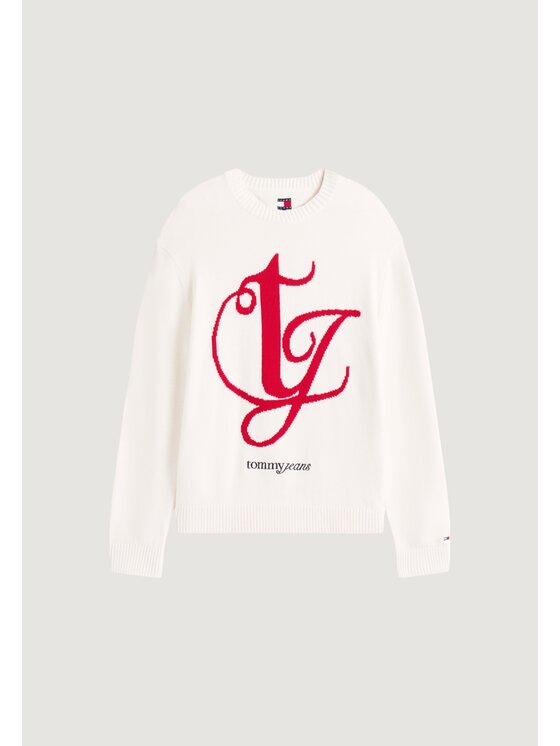 Tommy Jeans Tommy Jeans Maglione TJM REG MONOGRAM CNE Bianco Casual Fit