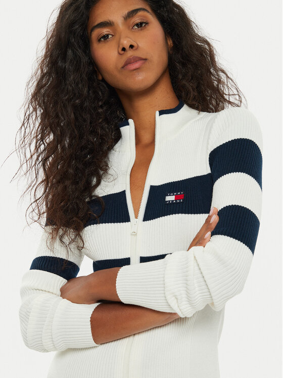 Tommy Jeans Tommy Jeans Трикотажна сукня Tjw Rwb Badge DW0DW18720 Écru Slim Fit