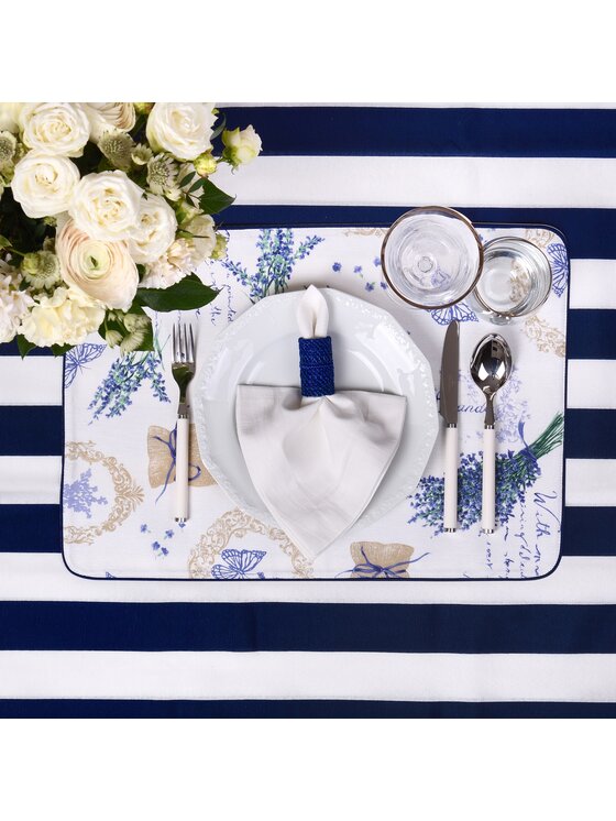 Roseberry Home Roseberry Home Obrączka na serwetki Obrączki na serwetki Blue & Beige Rings Niebieski