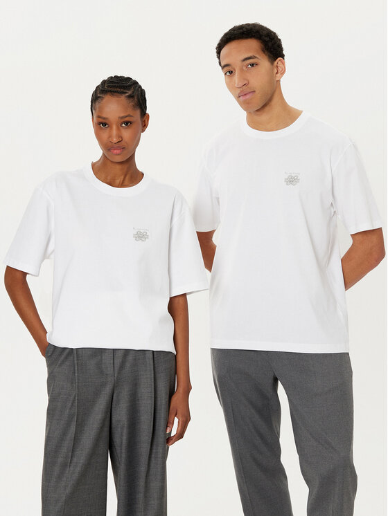 Filling Pieces T-shirt Unisex Embroidered Knot 7449986 Bianco Regular Fit, taglia : XL