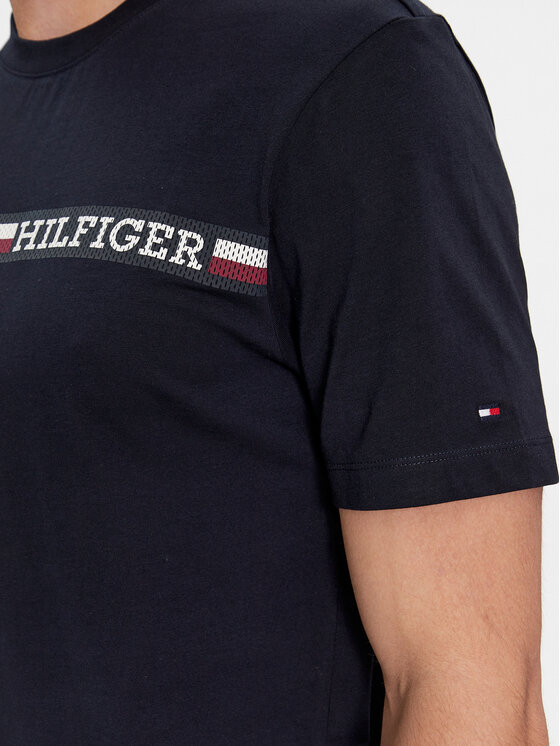 Tommy Hilfiger Tommy Hilfiger T-Shirt Monotype MW0MW33688 Granatowy Regular Fit