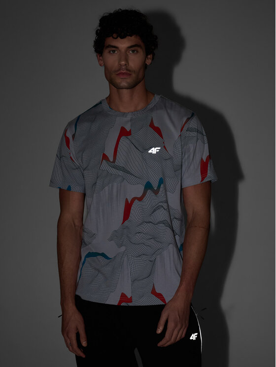4F 4F T-Shirt NIGHT RUN Szary jasny Regular Fit