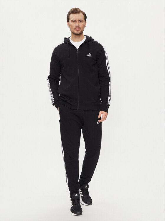 adidas adidas Mikina Essentials French Terry 3-Stripes Full-Zip Hoodie IC0433 Černá Regular Fit