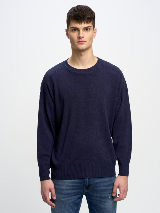 BIG STAR BIG STAR Sweter STAN_403_160 Granatowy Oversize