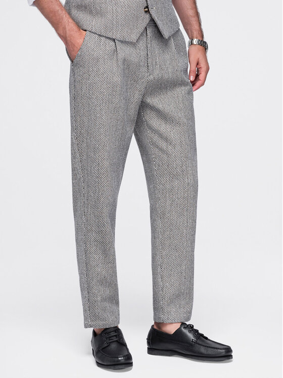 Ombre Ombre Spodnie materiałowe OM-PACP-0315 Brązowy jasny Regular Fit