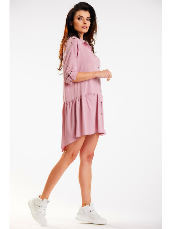 Awama Awama Sukienka letnia A584 Różowy Basic Fit