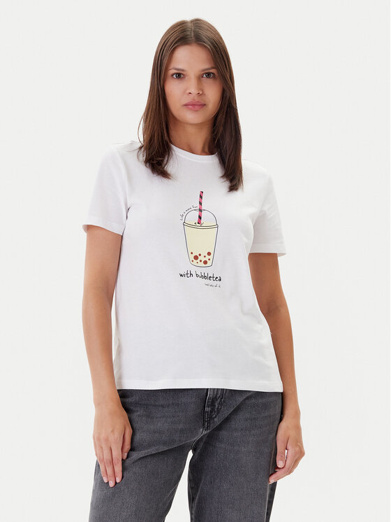 ONLY ONLY T-Shirt Fun Life 15349901 Biały Regular Fit
