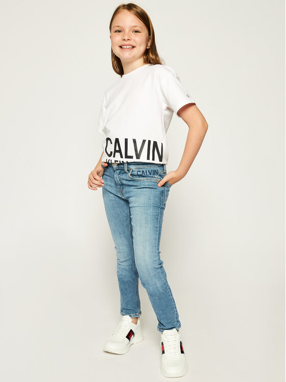 Calvin Klein Jeans Jeansy Pine Light IB0IB00335 Niebieski Skinny Fit