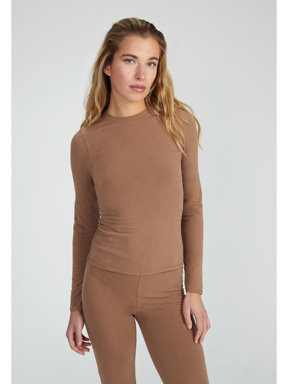 Style Republic Style Republic T-Shirt Long Sleeve T-Shirt Brązowy Curvy Fit