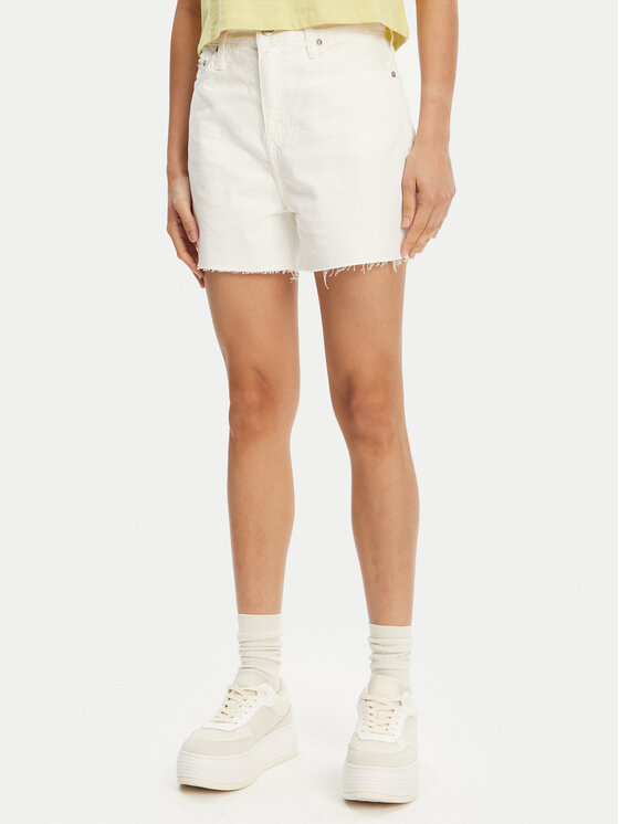 Calvin Klein Jeans Calvin Klein Jeans Džínové šortky J20J225153 Bílá Mom Fit