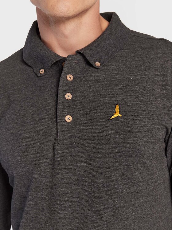 Brave Soul Brave Soul Тениска с яка и копчета MLT-412WASHINGTN Сив Slim Fit