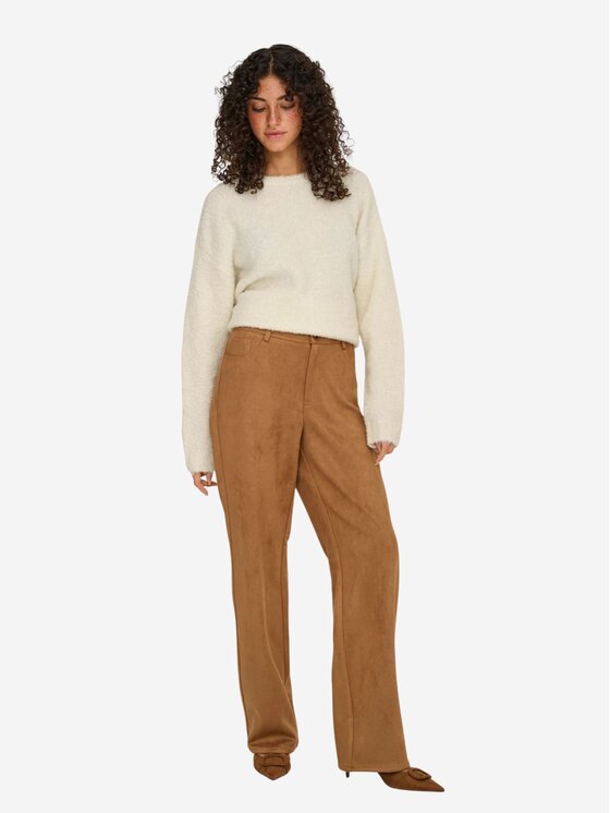 ONLY ONLY Pantaloni Pantalone onlina life mnw str faux suade Marrone Straight Fit