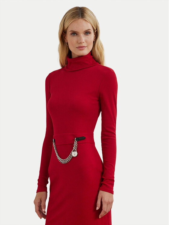 LAUREN RALPH LAUREN LAUREN RALPH LAUREN Pletena obleka 250951822002 Rdeča Slim Fit