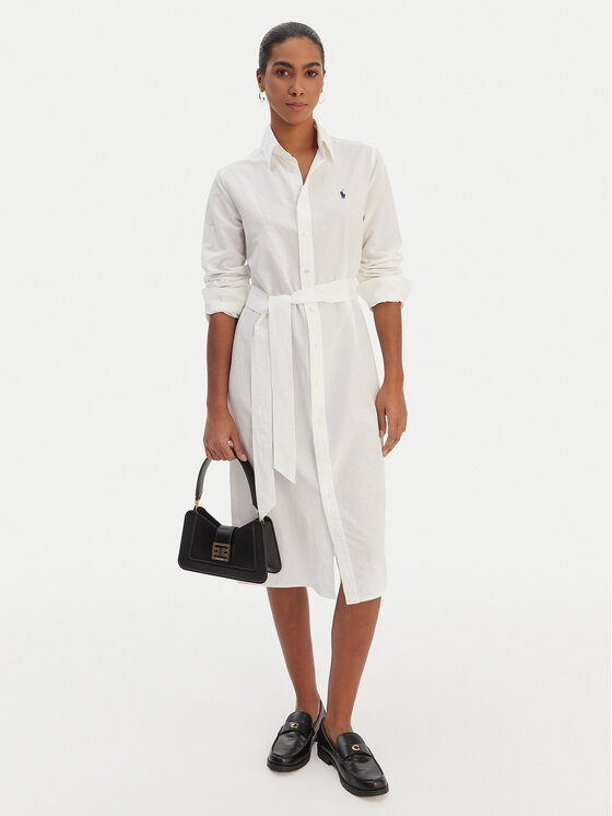 Polo Ralph Lauren Polo Ralph Lauren Φόρεμα πουκάμισο 211B18781001 Λευκό Regular Fit