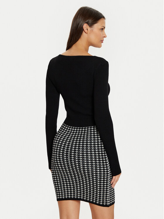 Guess Guess Sukienka dzianinowa W5RK12 Z3KX0 Czarny Slim Fit
