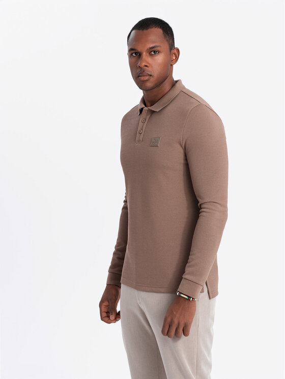 Ombre Ombre Longsleeve OM-POLS-0131 Brązowy Regular Fit
