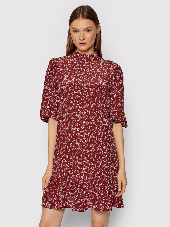 The Kooples Vsakodnevna obleka Lumieres FROB23155K Bordo rdeča Regular Fit