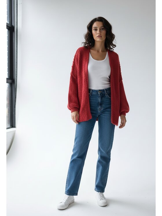 FIGL FIGL Kardigan M1264 Czerwony Regular Fit