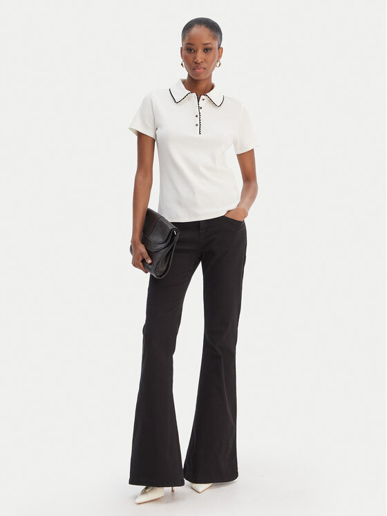 Morgan Morgan Тениска с яка и копчета 261-DLOLI Бял Slim Fit