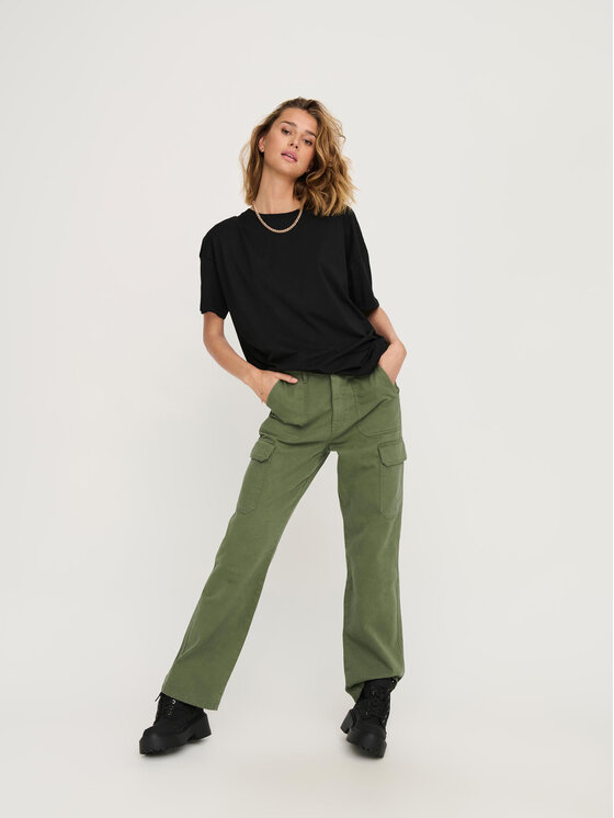 ONLY Hlače 15300976 Zelena Loose Fit