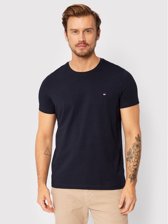 Tommy Hilfiger T-krekls Core Stretch MW0MW27539 Tumši zils Slim Fit