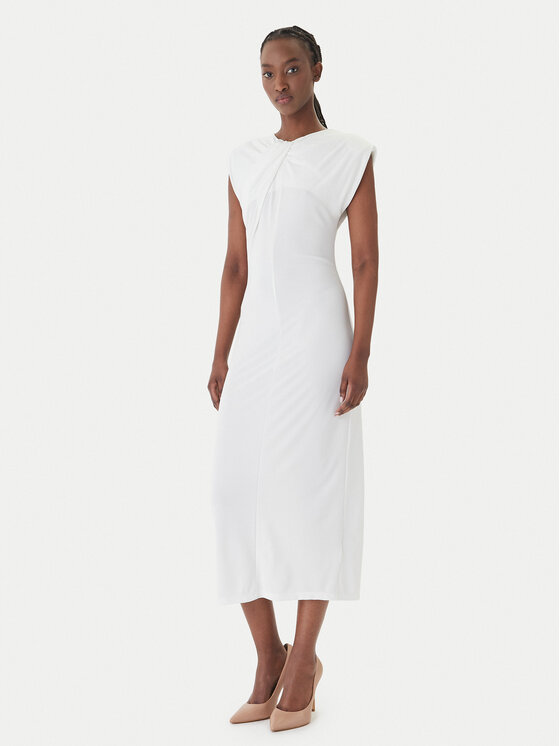 Fracomina Fracomina Kokteilinė suknelė FS26SD2008W62601 Balta Slim Fit