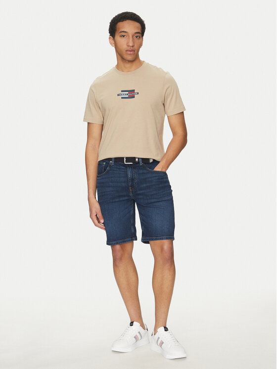 Tommy Hilfiger Tommy Hilfiger T-Shirt Flag Box MW0MW38636 Beżowy Regular Fit