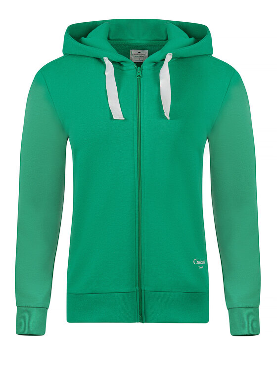 Cross Jeans Cross Jeans Bluza 65405-645 Zielony Zipped Hoodie Fit