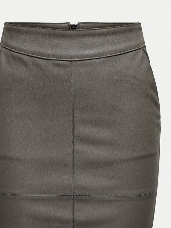 ONLY ONLY Sukňa z imitácie kože Base 15164809 Sivá Slim Fit