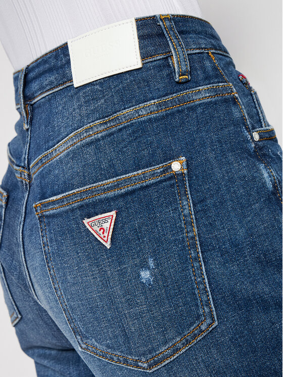 Guess Guess Jeans hlače Mom W1RA21 D46A4 Mornarsko modra Tapered Fit