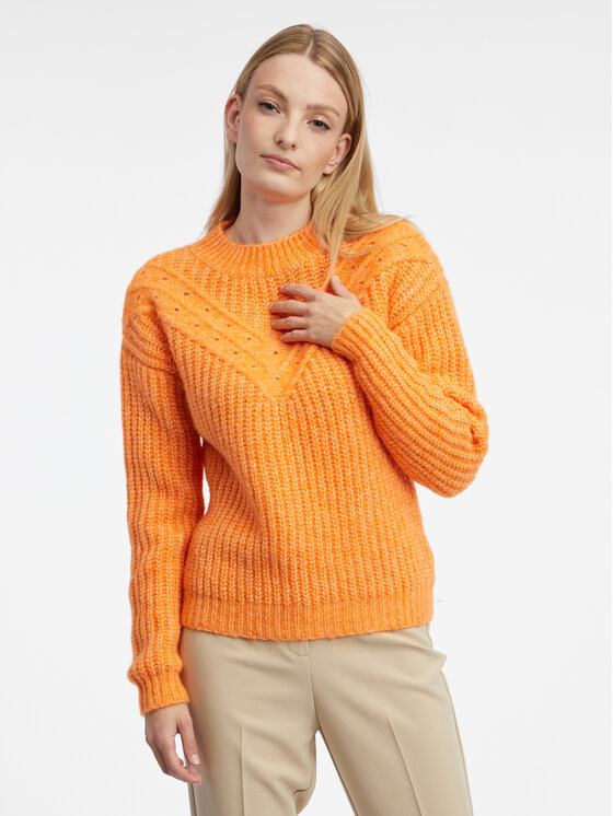 Orsay Orsay Spodnie damskie 507519203000__S Pomarańczowy Regular Fit